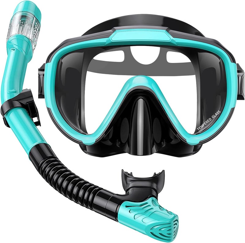 Seovediary Snorkel Set Adults Snorkeling Gear Anti-Fog Panoramic View Swim Mask Dry Top Snorkel Kit with Carry Bag for Snorkeling Scuba Diving Swimming Travel - Image 1
